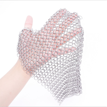 Hot Product 316 Stainless Steel Ring Weave Chainmail Pans Caststeel Mesh Scrubber cleaner